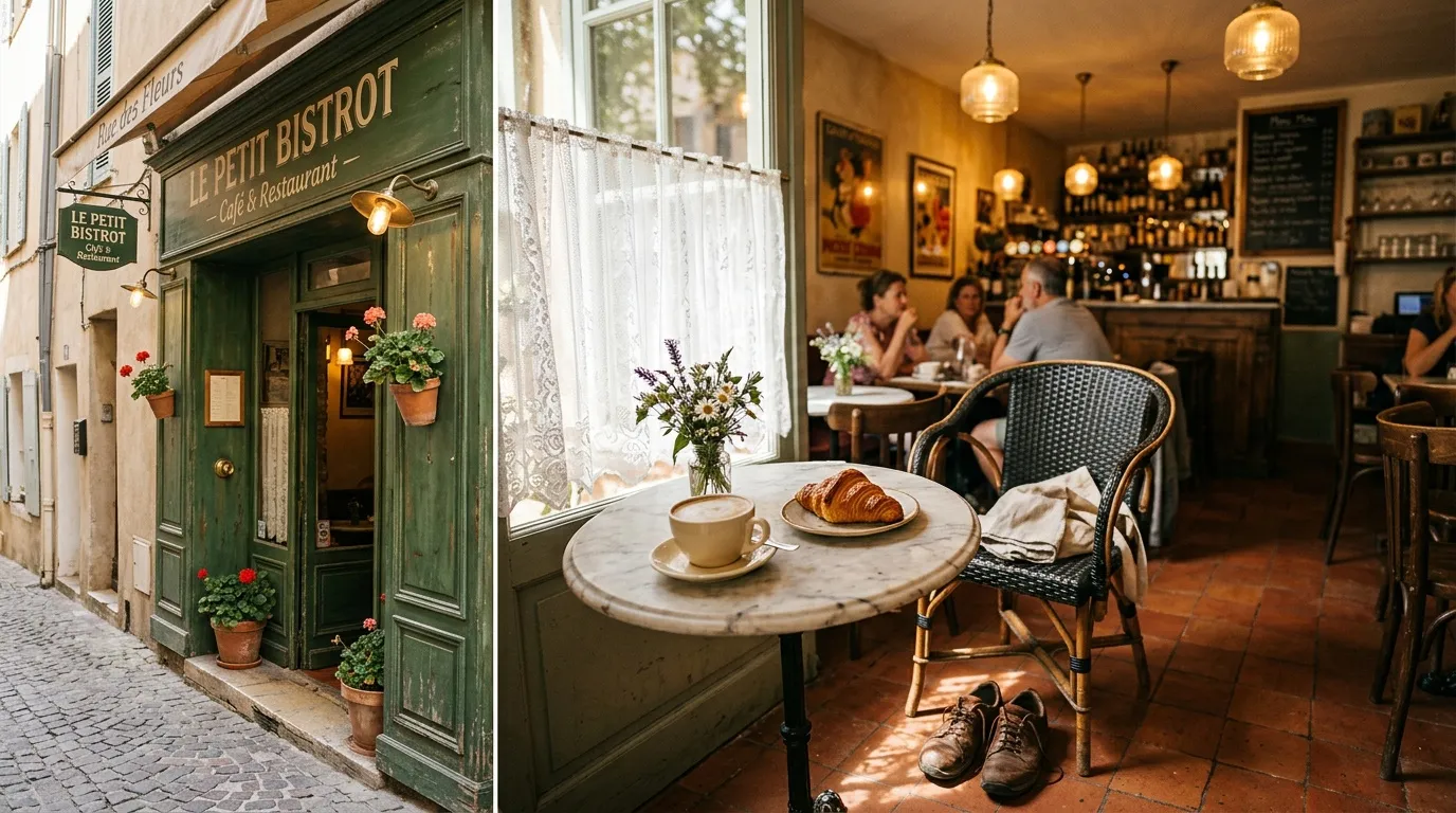 Terrasse de café sur une rue urbaine en journée